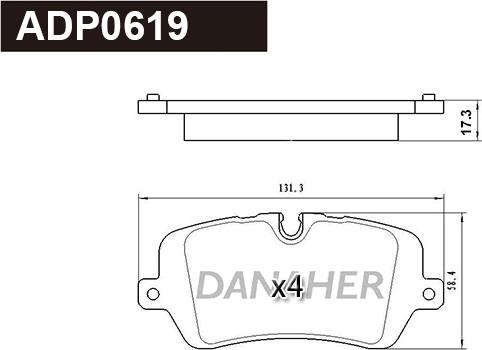 Danaher ADP0619 - Тормозные колодки, дисковые, комплект autospares.lv