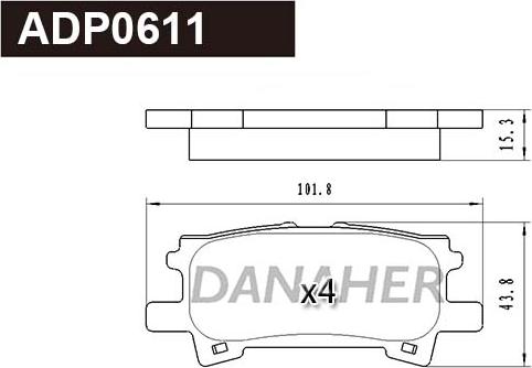 Danaher ADP0611 - Тормозные колодки, дисковые, комплект autospares.lv