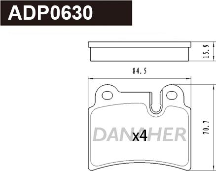 Danaher ADP0630 - Тормозные колодки, дисковые, комплект autospares.lv