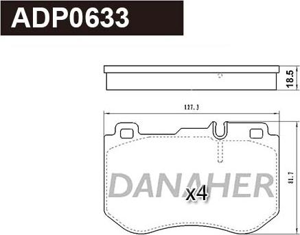 Danaher ADP0633 - Тормозные колодки, дисковые, комплект autospares.lv