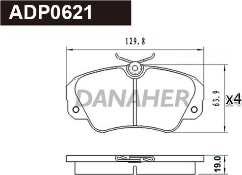 Danaher ADP0621 - Тормозные колодки, дисковые, комплект autospares.lv