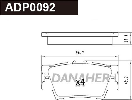 Danaher ADP0092 - Тормозные колодки, дисковые, комплект autospares.lv