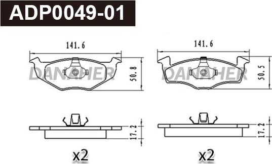 Danaher ADP0049-01 - Тормозные колодки, дисковые, комплект autospares.lv