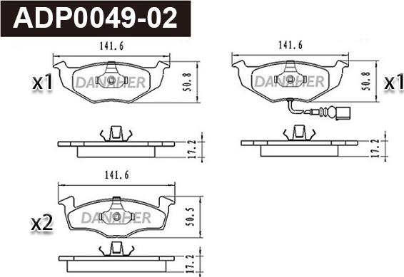 Danaher ADP0049-02 - Тормозные колодки, дисковые, комплект autospares.lv