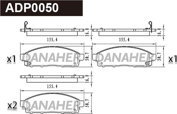 Danaher ADP0050 - Тормозные колодки, дисковые, комплект autospares.lv