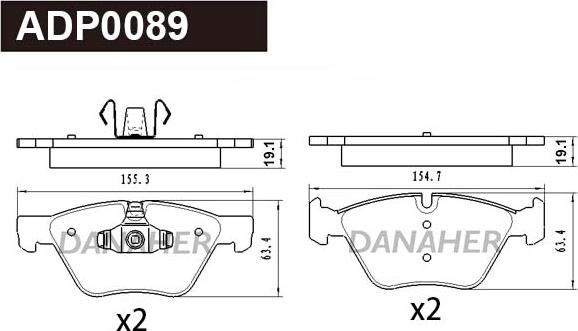 Danaher ADP0089 - Тормозные колодки, дисковые, комплект autospares.lv