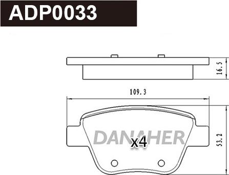 Danaher ADP0033 - Тормозные колодки, дисковые, комплект autospares.lv