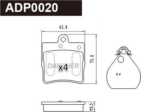 Danaher ADP0020 - Тормозные колодки, дисковые, комплект autospares.lv