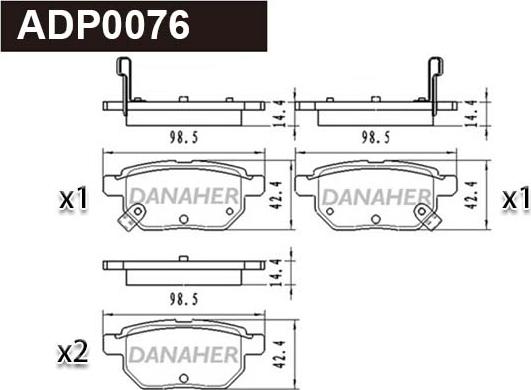 Danaher ADP0076 - Тормозные колодки, дисковые, комплект autospares.lv