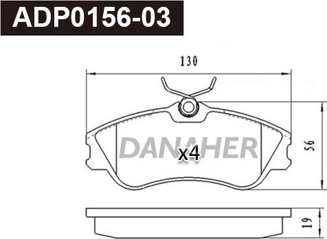 Danaher ADP0156-03 - Тормозные колодки, дисковые, комплект autospares.lv