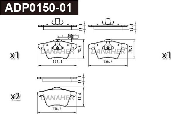 Danaher ADP0150-01 - Тормозные колодки, дисковые, комплект autospares.lv