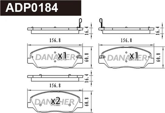 Danaher ADP0184 - Тормозные колодки, дисковые, комплект autospares.lv