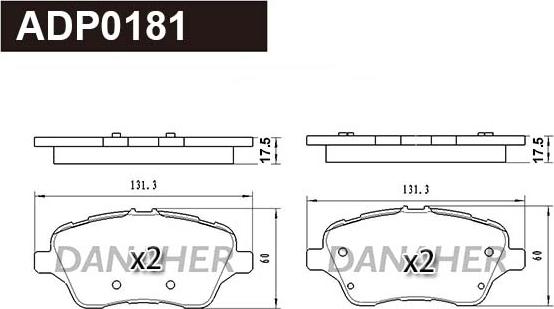 Danaher ADP0181 - Тормозные колодки, дисковые, комплект autospares.lv