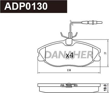 Danaher ADP0130 - Тормозные колодки, дисковые, комплект autospares.lv