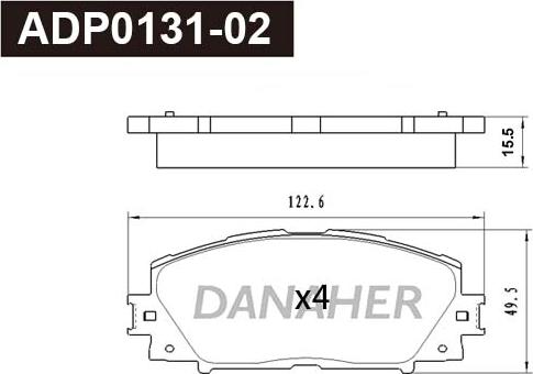 Danaher ADP0131-02 - Тормозные колодки, дисковые, комплект autospares.lv