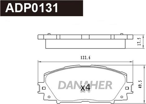 Danaher ADP0131 - Тормозные колодки, дисковые, комплект autospares.lv