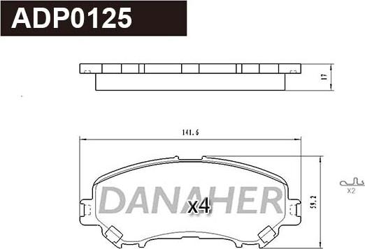 Danaher ADP0125 - Тормозные колодки, дисковые, комплект autospares.lv