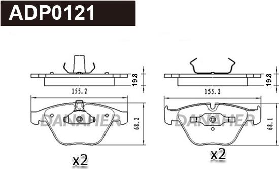 Danaher ADP0121 - Тормозные колодки, дисковые, комплект autospares.lv