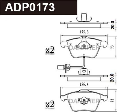 Danaher ADP0173 - Тормозные колодки, дисковые, комплект autospares.lv