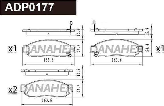 Danaher ADP0177 - Тормозные колодки, дисковые, комплект autospares.lv