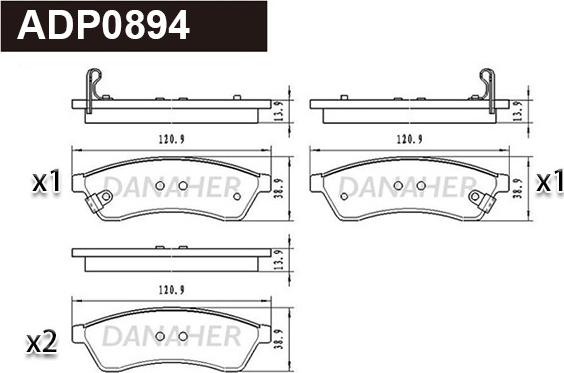 Danaher ADP0894 - Тормозные колодки, дисковые, комплект autospares.lv