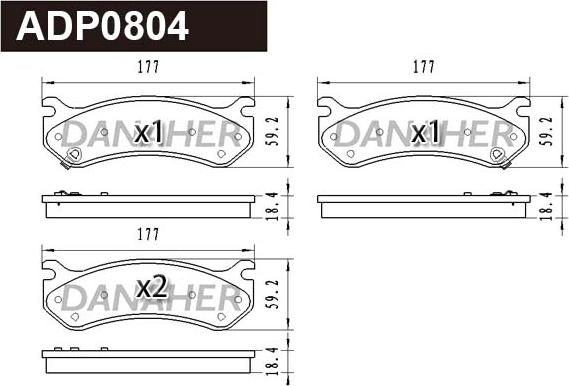 Danaher ADP0804 - Тормозные колодки, дисковые, комплект autospares.lv