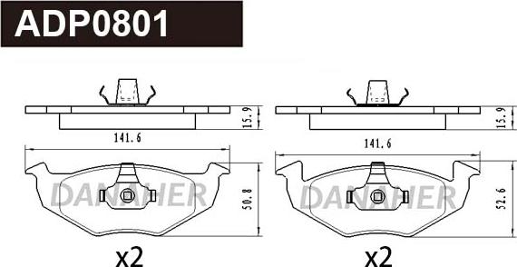 Danaher ADP0801 - Тормозные колодки, дисковые, комплект autospares.lv