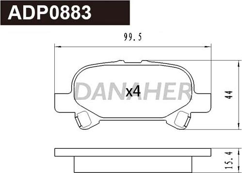 Danaher ADP0883 - Тормозные колодки, дисковые, комплект autospares.lv