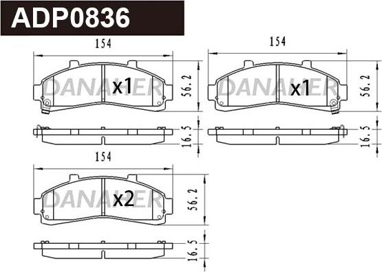 Danaher ADP0836 - Тормозные колодки, дисковые, комплект autospares.lv