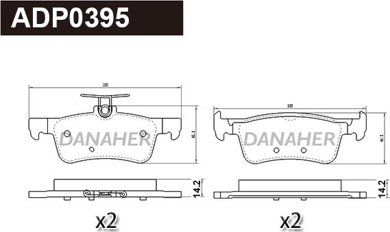 Danaher ADP0395 - Тормозные колодки, дисковые, комплект autospares.lv