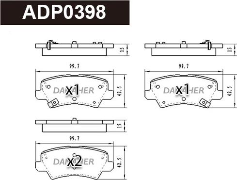 Danaher ADP0398 - Тормозные колодки, дисковые, комплект autospares.lv