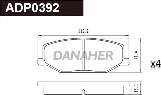 Danaher ADP0392 - Тормозные колодки, дисковые, комплект autospares.lv