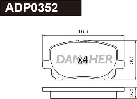 Danaher ADP0352 - Тормозные колодки, дисковые, комплект autospares.lv