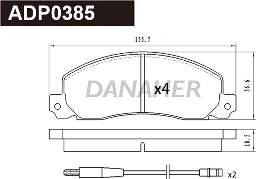 Danaher ADP0385 - Тормозные колодки, дисковые, комплект autospares.lv