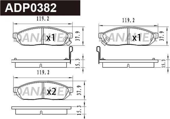 Danaher ADP0382 - Тормозные колодки, дисковые, комплект autospares.lv