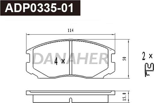 Danaher ADP0335-01 - Тормозные колодки, дисковые, комплект autospares.lv