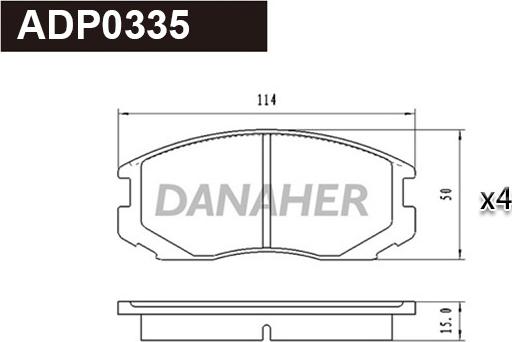 Danaher ADP0335 - Тормозные колодки, дисковые, комплект autospares.lv