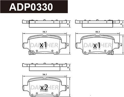 Danaher ADP0330 - Тормозные колодки, дисковые, комплект autospares.lv