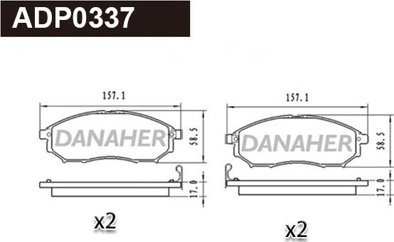 Danaher ADP0337 - Тормозные колодки, дисковые, комплект autospares.lv