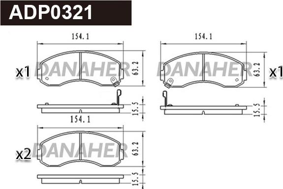 Danaher ADP0321 - Тормозные колодки, дисковые, комплект autospares.lv