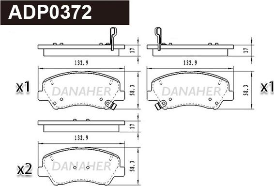 Danaher ADP0372 - Тормозные колодки, дисковые, комплект autospares.lv