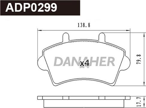 Danaher ADP0299 - Тормозные колодки, дисковые, комплект autospares.lv