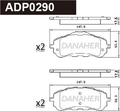 Danaher ADP0290 - Тормозные колодки, дисковые, комплект autospares.lv