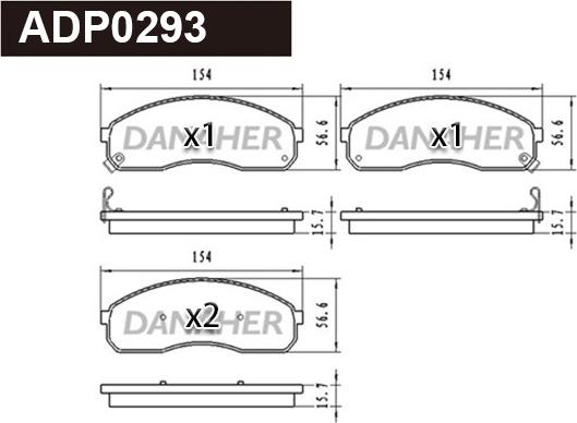 Danaher ADP0293 - Тормозные колодки, дисковые, комплект autospares.lv