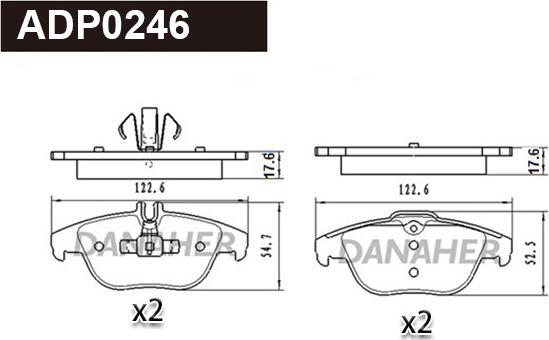 Danaher ADP0246 - Тормозные колодки, дисковые, комплект autospares.lv