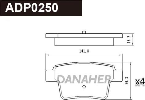 Danaher ADP0250 - Тормозные колодки, дисковые, комплект autospares.lv