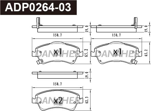 Danaher ADP0264-03 - Тормозные колодки, дисковые, комплект autospares.lv