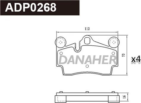 Danaher ADP0268 - Тормозные колодки, дисковые, комплект autospares.lv