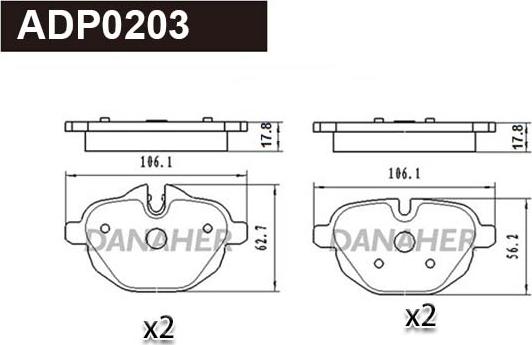 Danaher ADP0203 - Тормозные колодки, дисковые, комплект autospares.lv