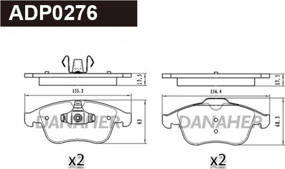 Danaher ADP0276 - Тормозные колодки, дисковые, комплект autospares.lv